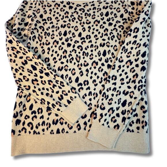 J Crew “Teddie” Leopard Print Sweater Womens Small Animal-Print Pullover Cotton - Picture 5 of 11